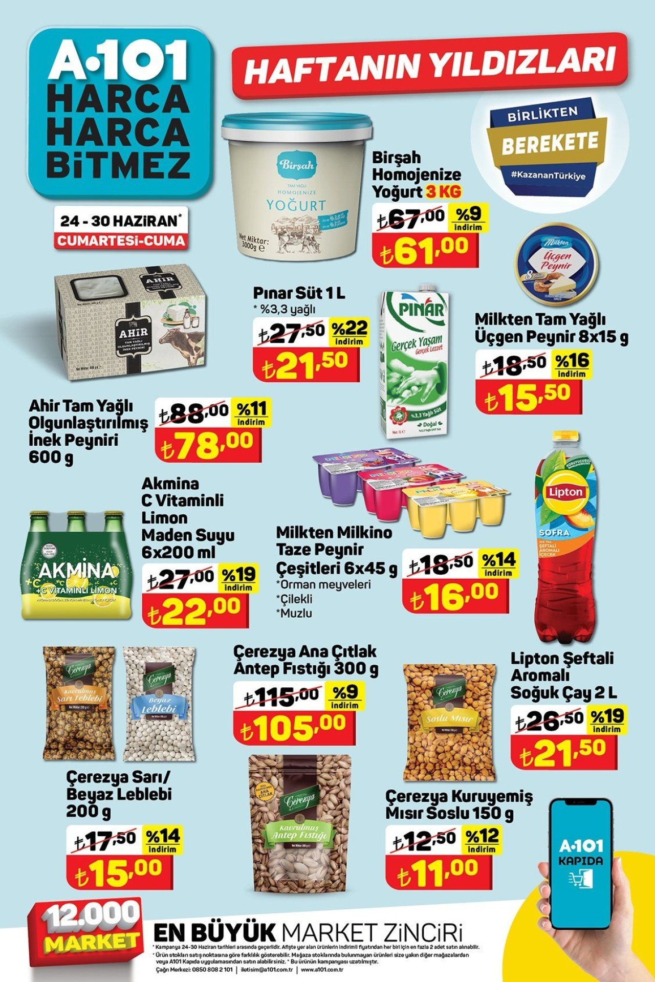 A101 24-30 Haziran indirimli ürünler kataloğu yayınlandı 10 TL üzeri alış veriş yapana 50 TL indirim İşte A101 haftanın yıldızları kataloğu 3