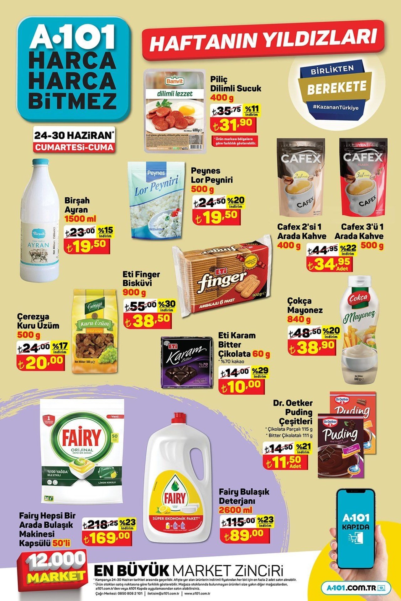 A101 24-30 Haziran indirimli ürünler kataloğu yayınlandı 10 TL üzeri alış veriş yapana 50 TL indirim İşte A101 haftanın yıldızları kataloğu 4