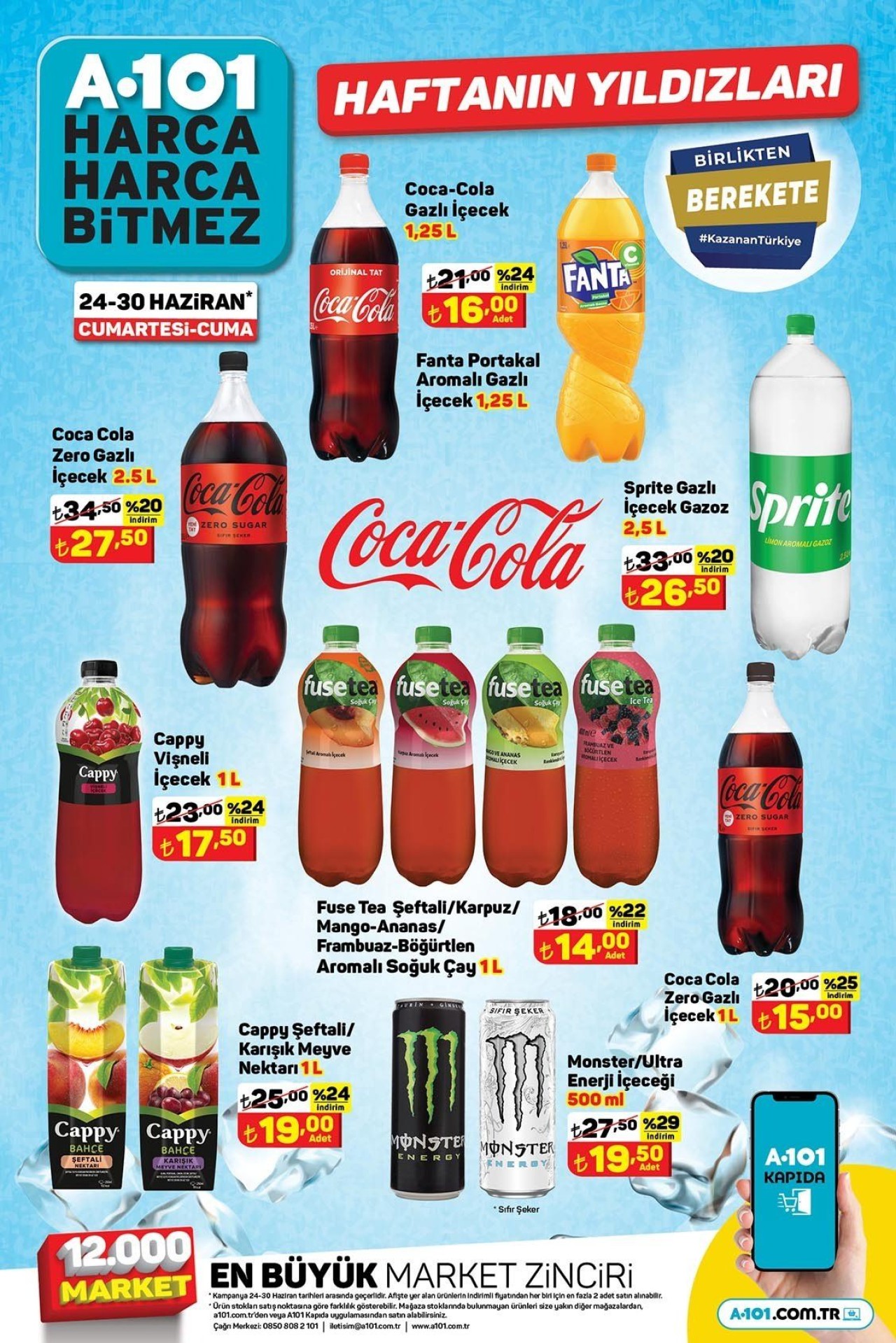 A101 24-30 Haziran indirimli ürünler kataloğu yayınlandı 10 TL üzeri alış veriş yapana 50 TL indirim İşte A101 haftanın yıldızları kataloğu 6