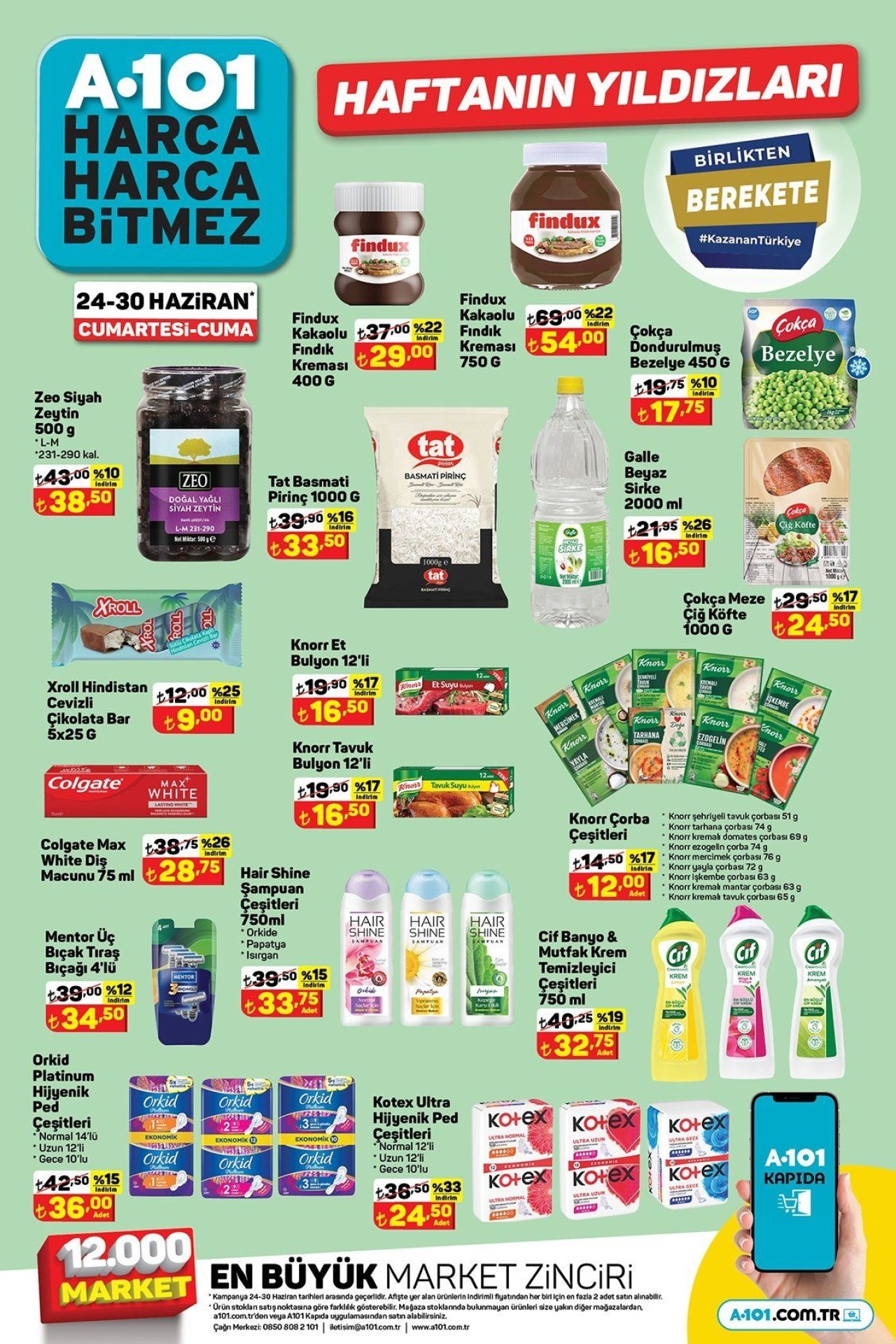 A101 24-30 Haziran indirimli ürünler kataloğu yayınlandı 10 TL üzeri alış veriş yapana 50 TL indirim İşte A101 haftanın yıldızları kataloğu 2
