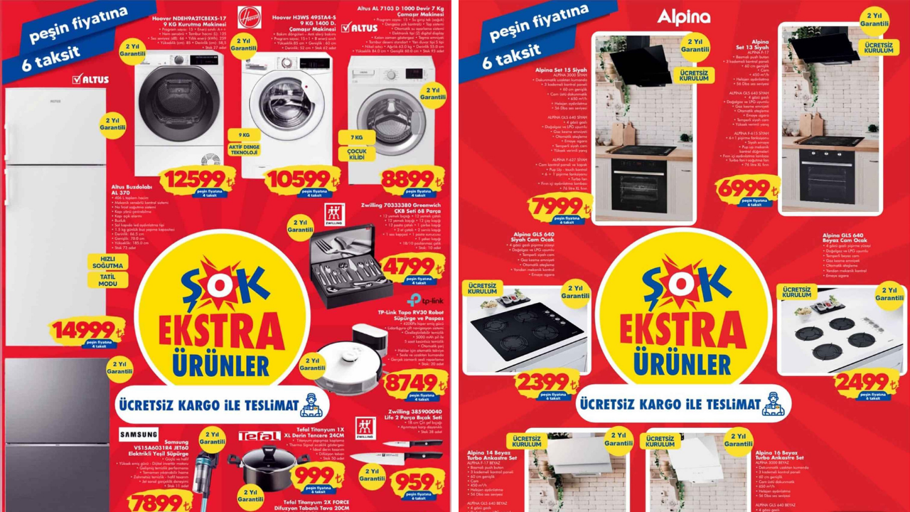 Şok 18 kasım aktüel kataloğu yayınlandı! ŞOK'ta çamaşır makinesi,  buzdolabı,  çatal-bıçak seti,  ankastre ocak