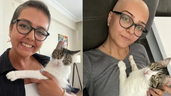 Kedisinin bir hareketi hayatını kurtardı.. Tedavi sürecinde kedisinin desteğiyle güçlendi