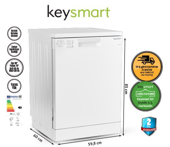 4 programlı Bulaşık Makinesi KEY 4014 BM