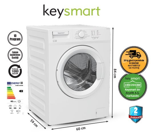 8 kg  Çamaşır makinesi KEY 8002 CM 8.999, 00 TL