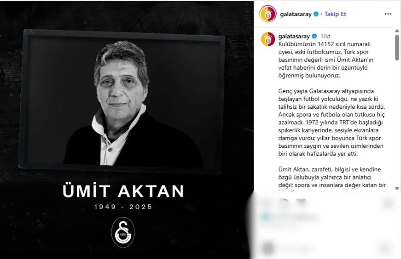 Ümit Aktan hayatını kaybetti! Galatasaray kulübü taziye mesajı yayınladı