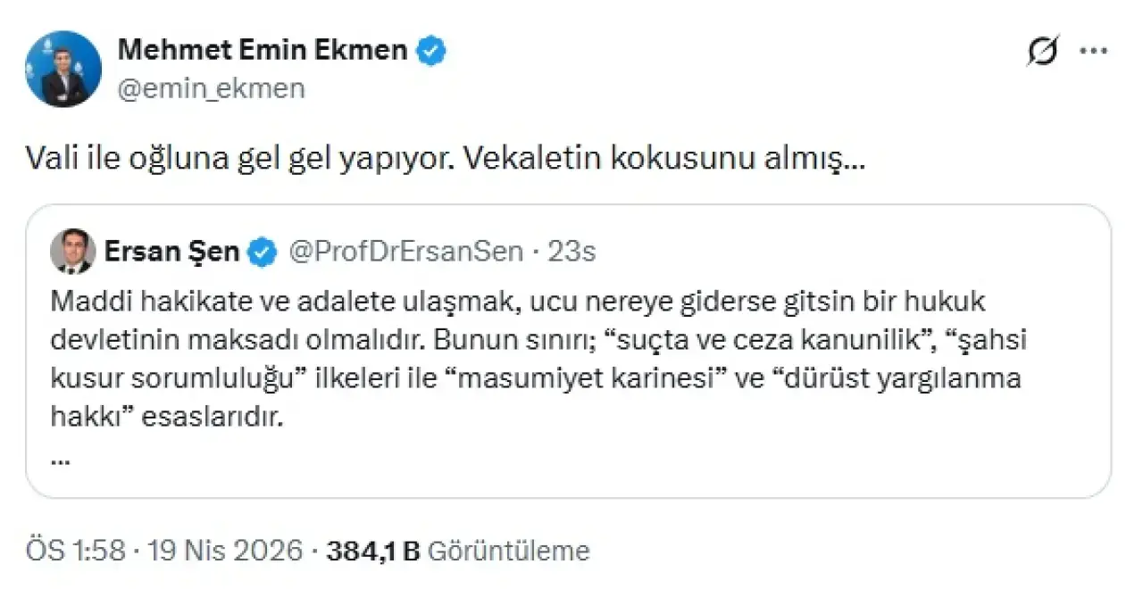 Mehmet Emin Ekmen: Vekaletin Kokusunu Almış