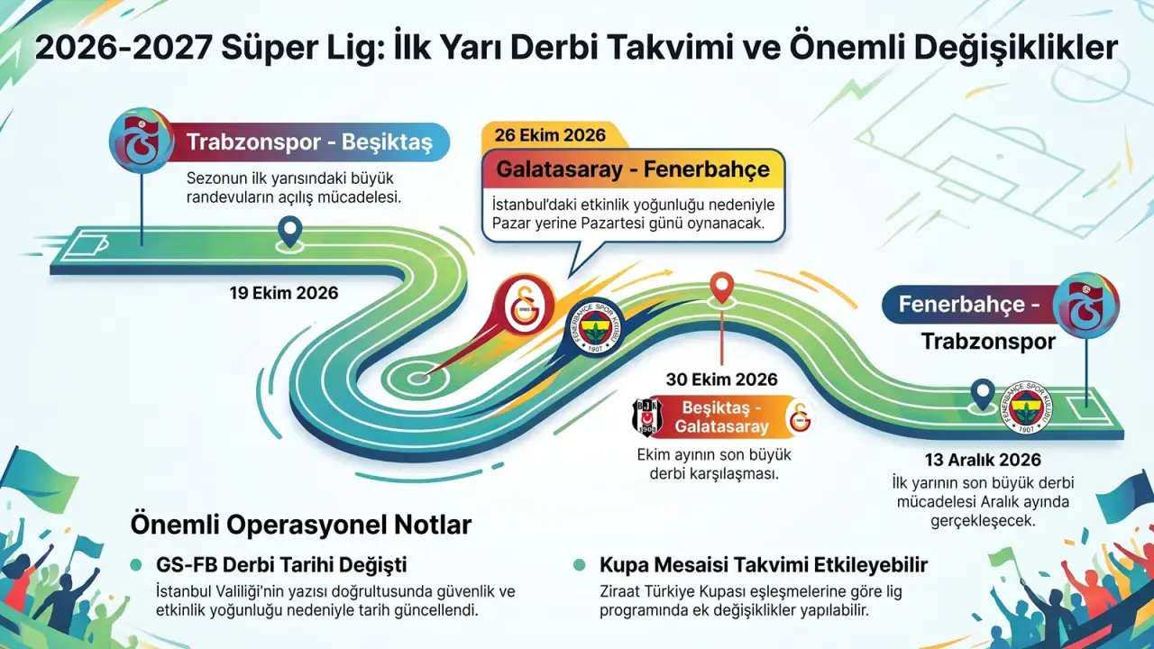 İlk Yarıda Dört Büyüklerin Derbi Takvimi