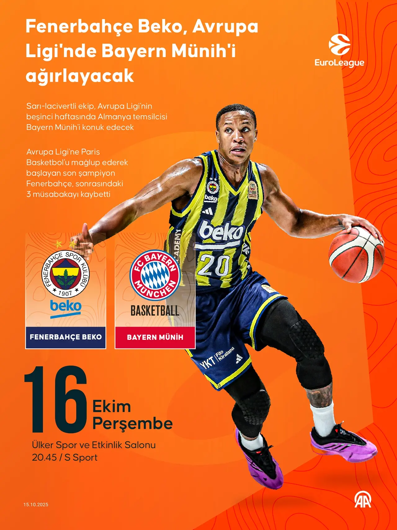 Fenerbahçe Beko, Avrupa Ligi'nde Bayern Münih'i Ağırlayacak