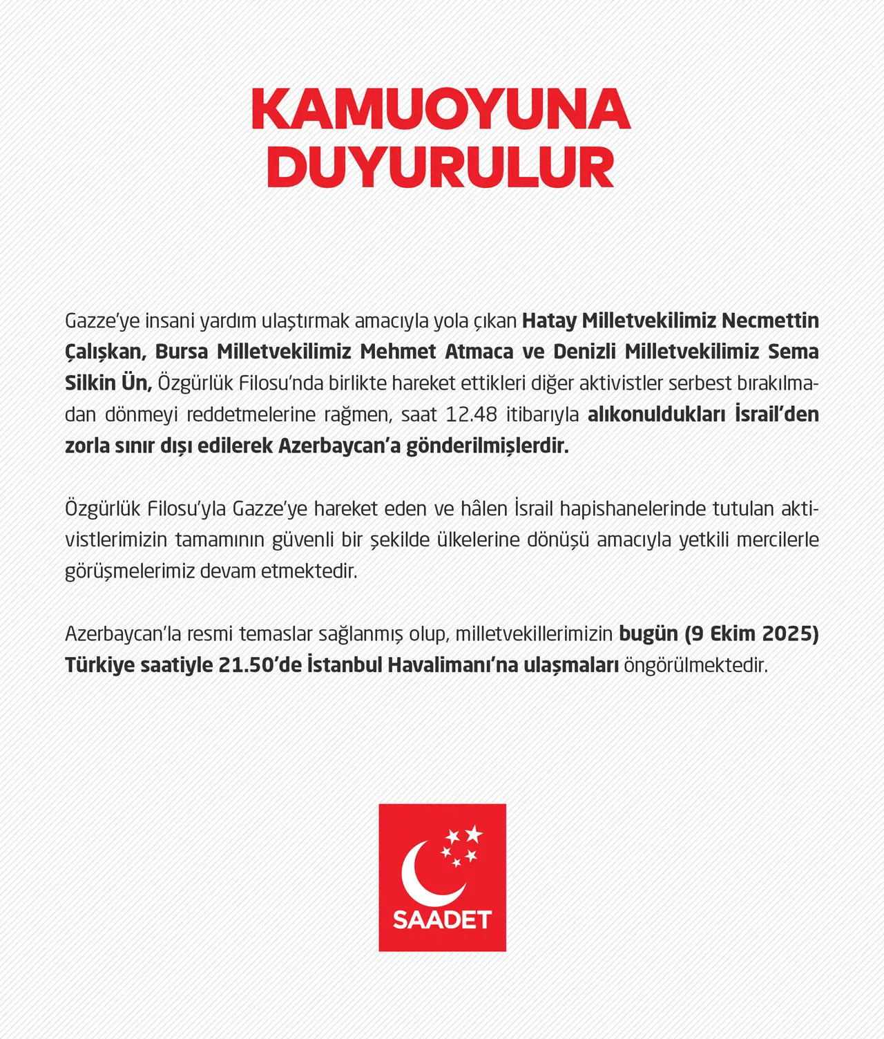 İsrail’in Alıkoyduğu 3 Vekil Hakkında Gelişme