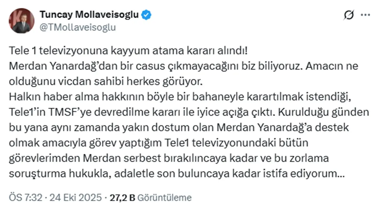 Tuncay Mollaveisoğlu Tepki Olarak İstifa Etti