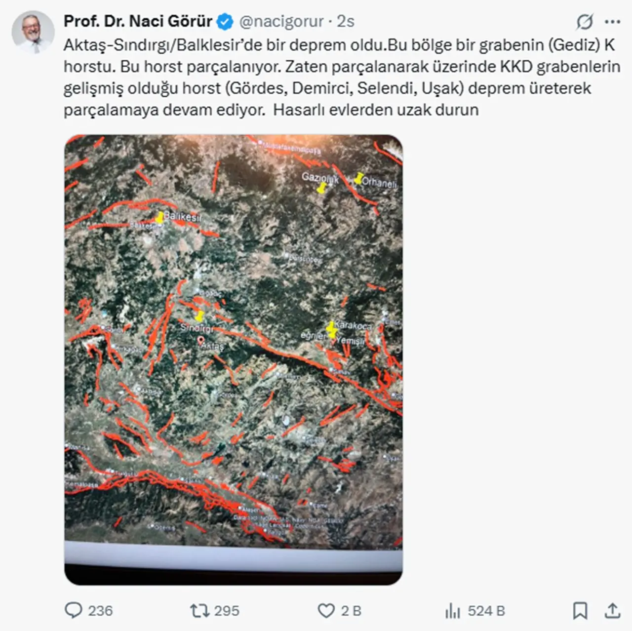 Prof. Dr. Naci Görür’den Hayati Uyarı