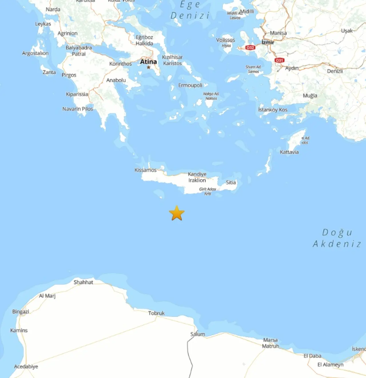Akdeniz'de 4.1 Büyüklüğünde Deprem