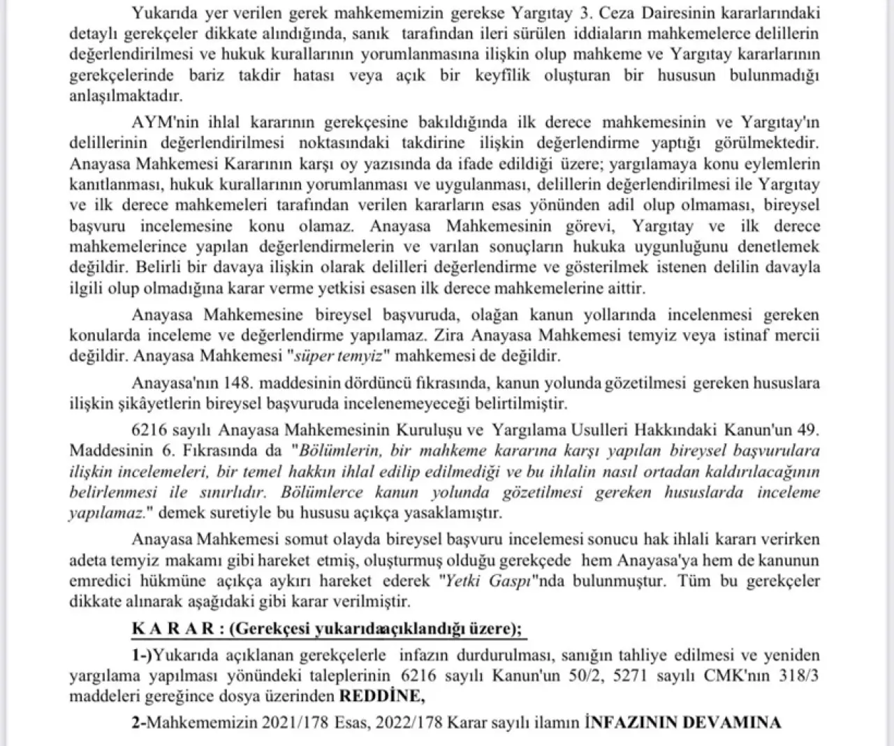 Mahkeme, AYM’nin Tayfun Kahraman Kararını Reddetti