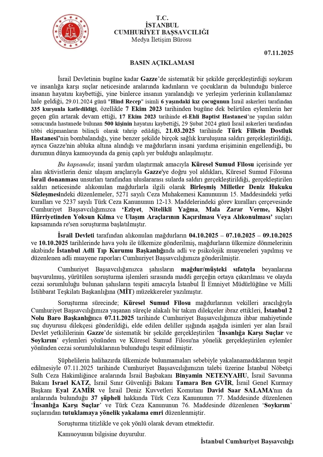 Netanyahu hakkında yakalama kararı