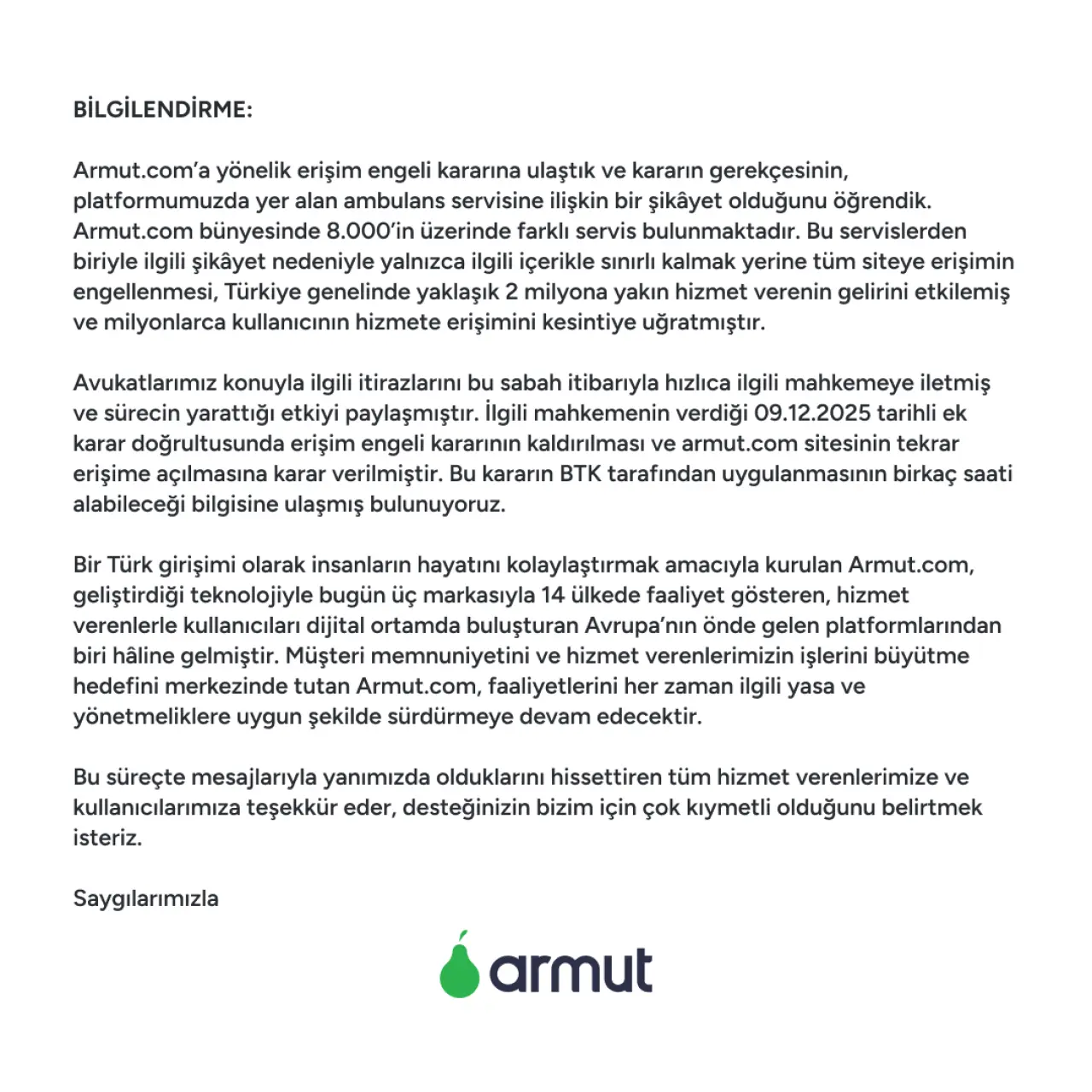 Armut.com'a Erişim Engeli Kaldırıldı