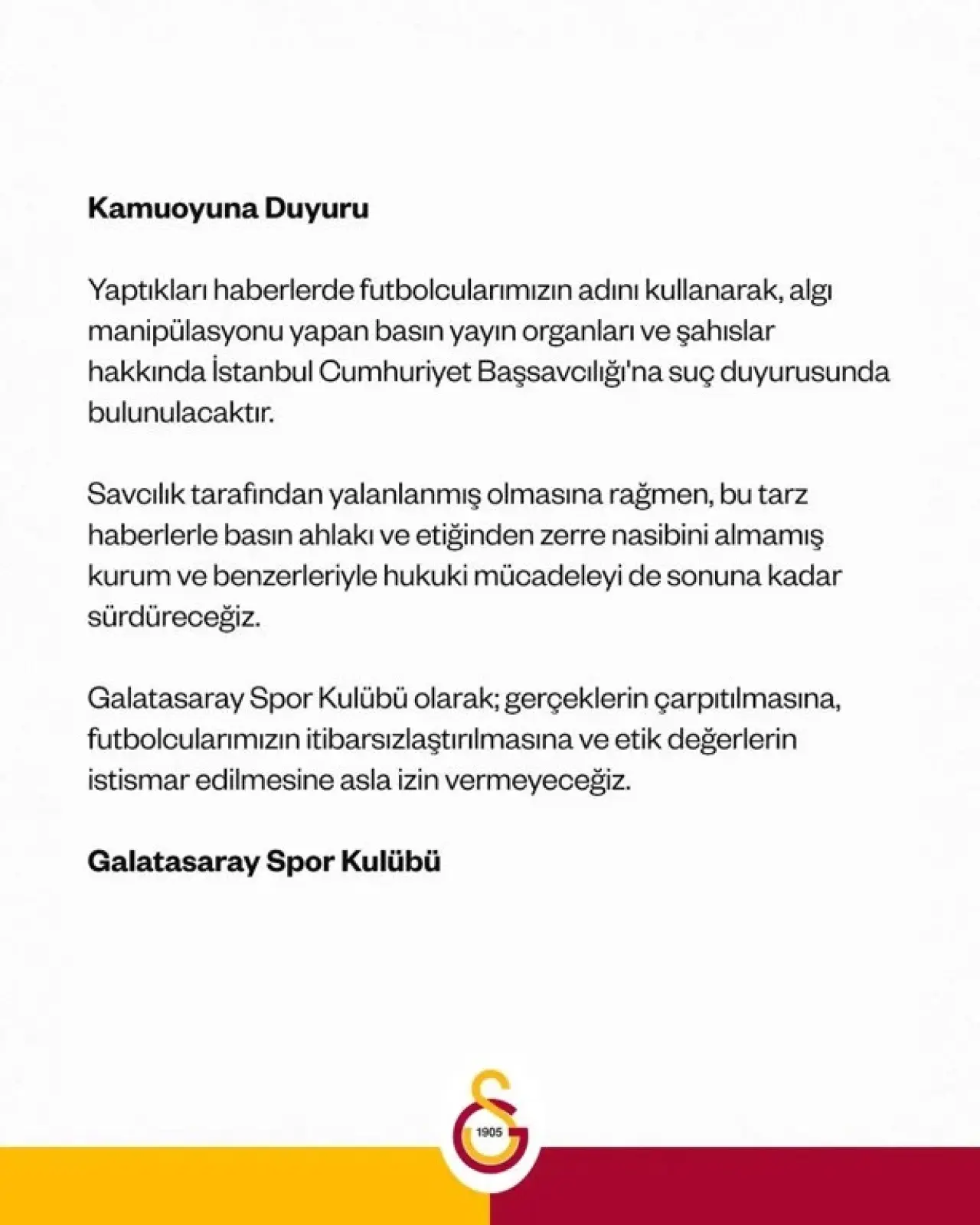 Galatasaray'dan Suç Duyurusu