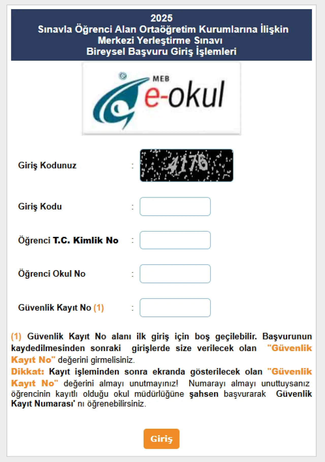 LGS Başvuru Ekranı