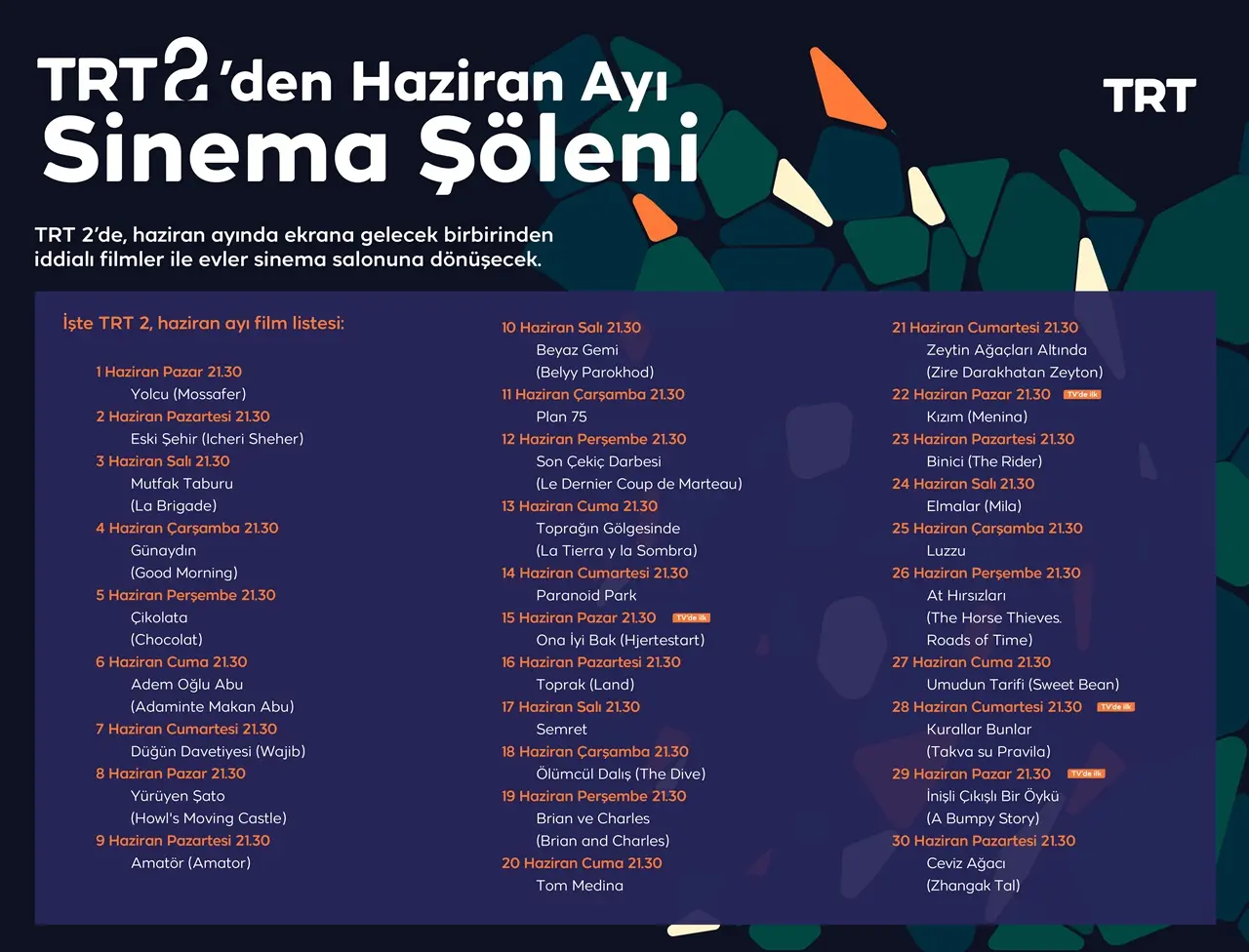 Haziran Ayında TRT 2’de Hangi Filmler Var