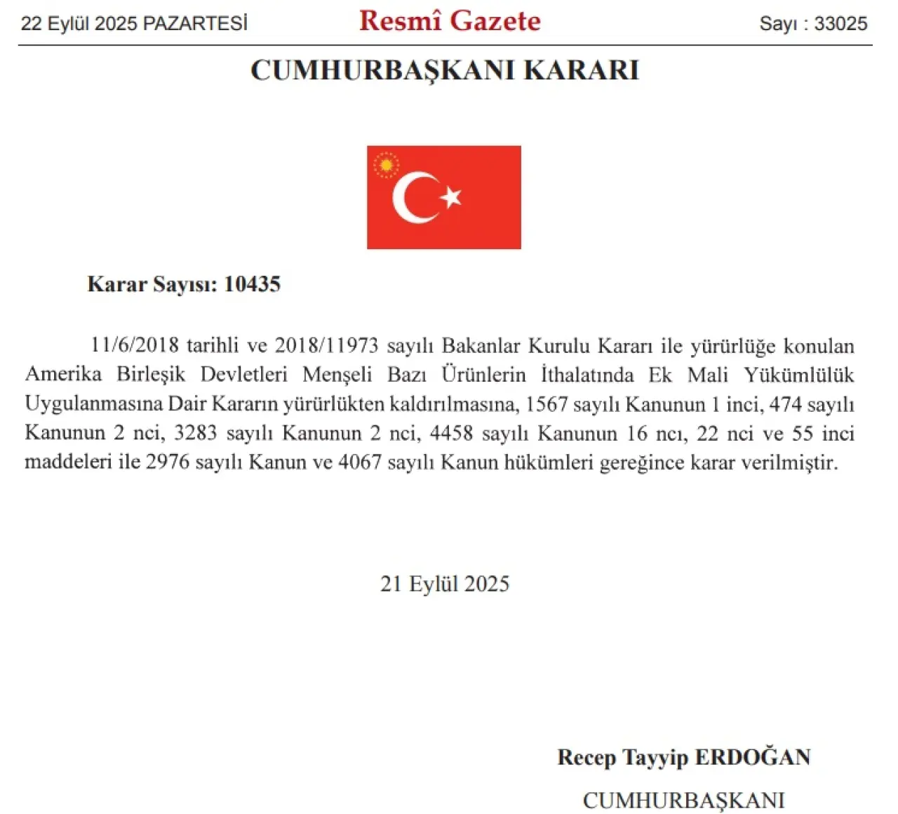 ABD Menşeli Ürünlerde Ek Mali Yükümlülük Kaldırıldı