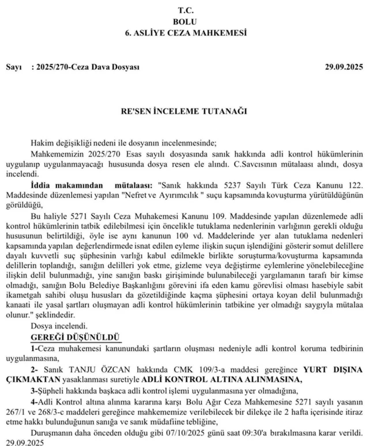 Mahkemeden CHP'li Tanju Özcan İçin Ara Karar