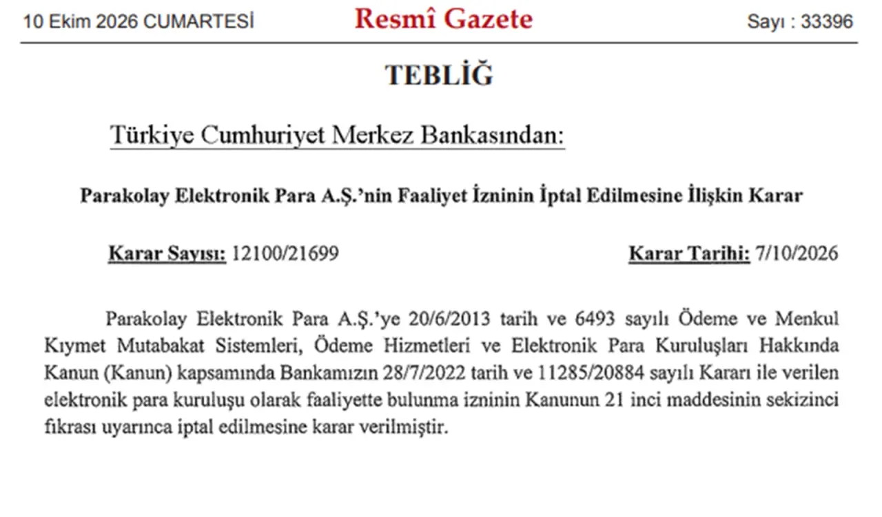 TCMB, Parakolay'ın Faaliyet İznini İptal Etti