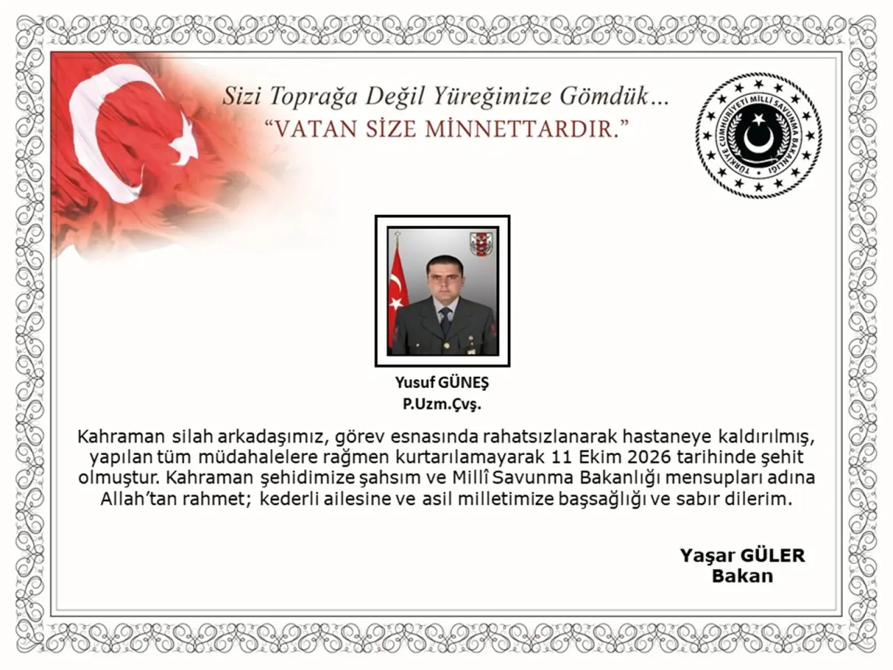 Piyade Uzman Çavuş Yusuf Güneş