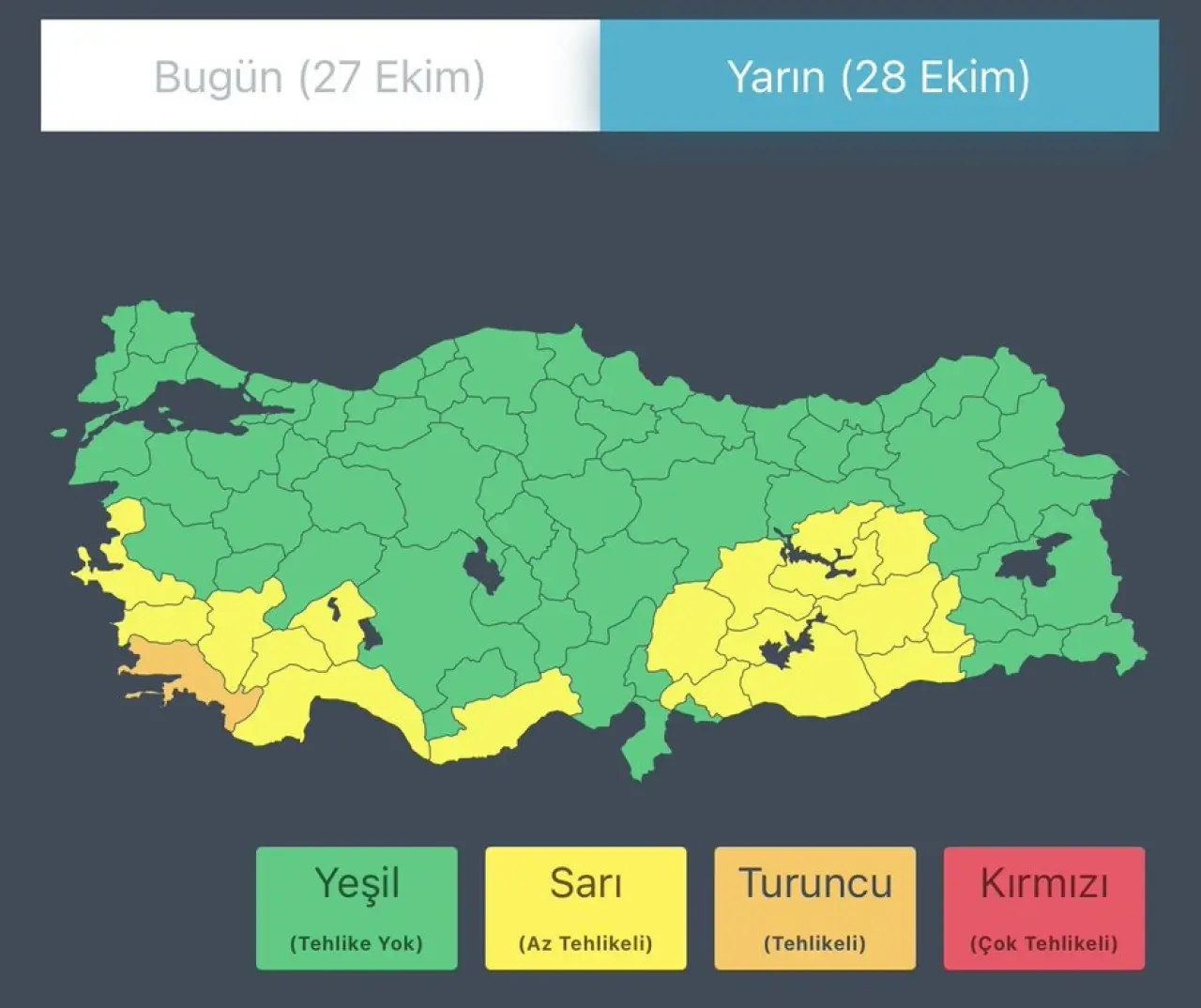 17 İl İçin Sarı, Muğla’nın 8 İlçesi İçin Turuncu Uyarı