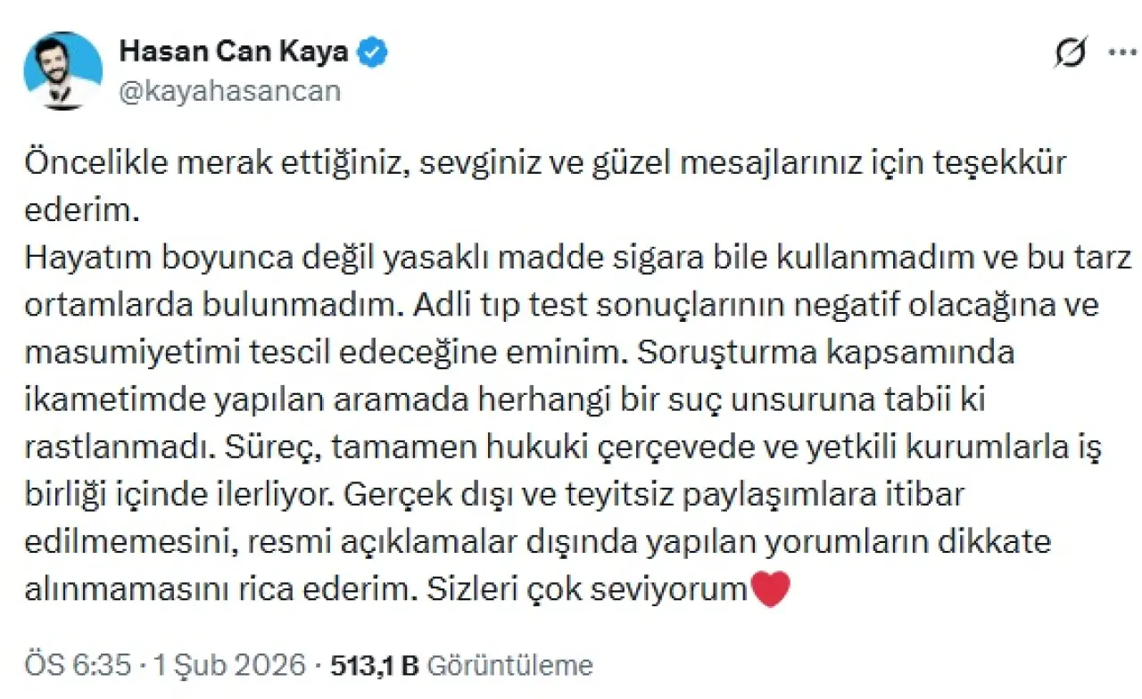 Hasan Can Kaya açıklama