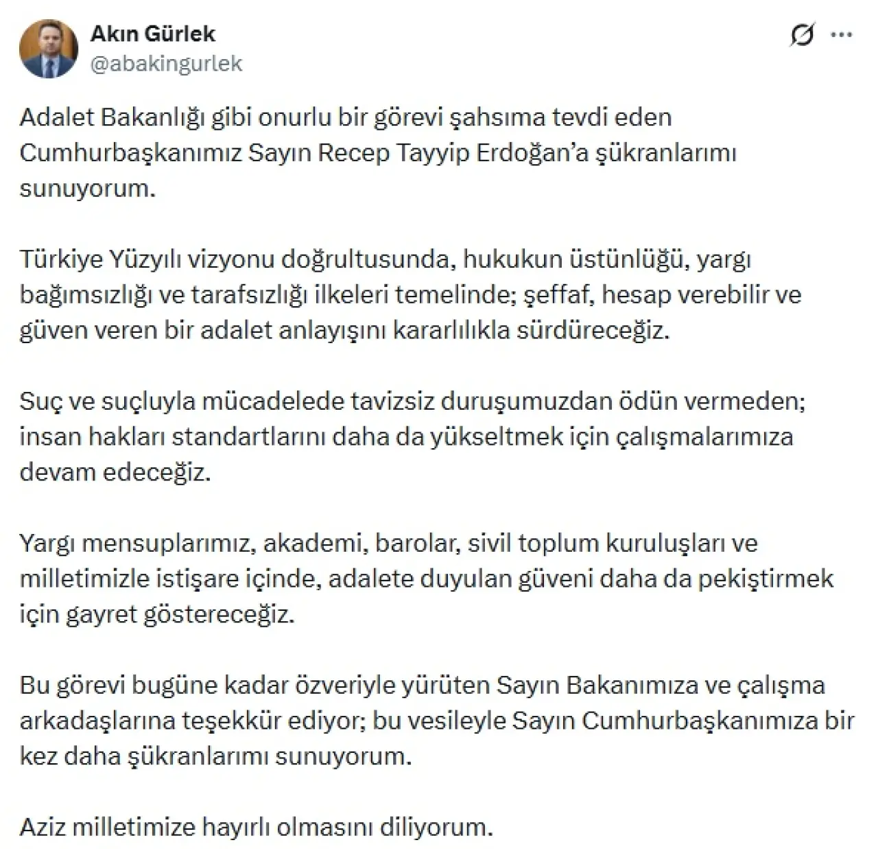 Akın Gürlek X hesabı kullanıcı adı