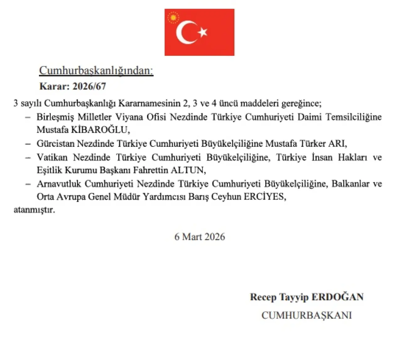 07 Mart 2026 Tarihli ve 33189 Sayılı Resmi Gazete