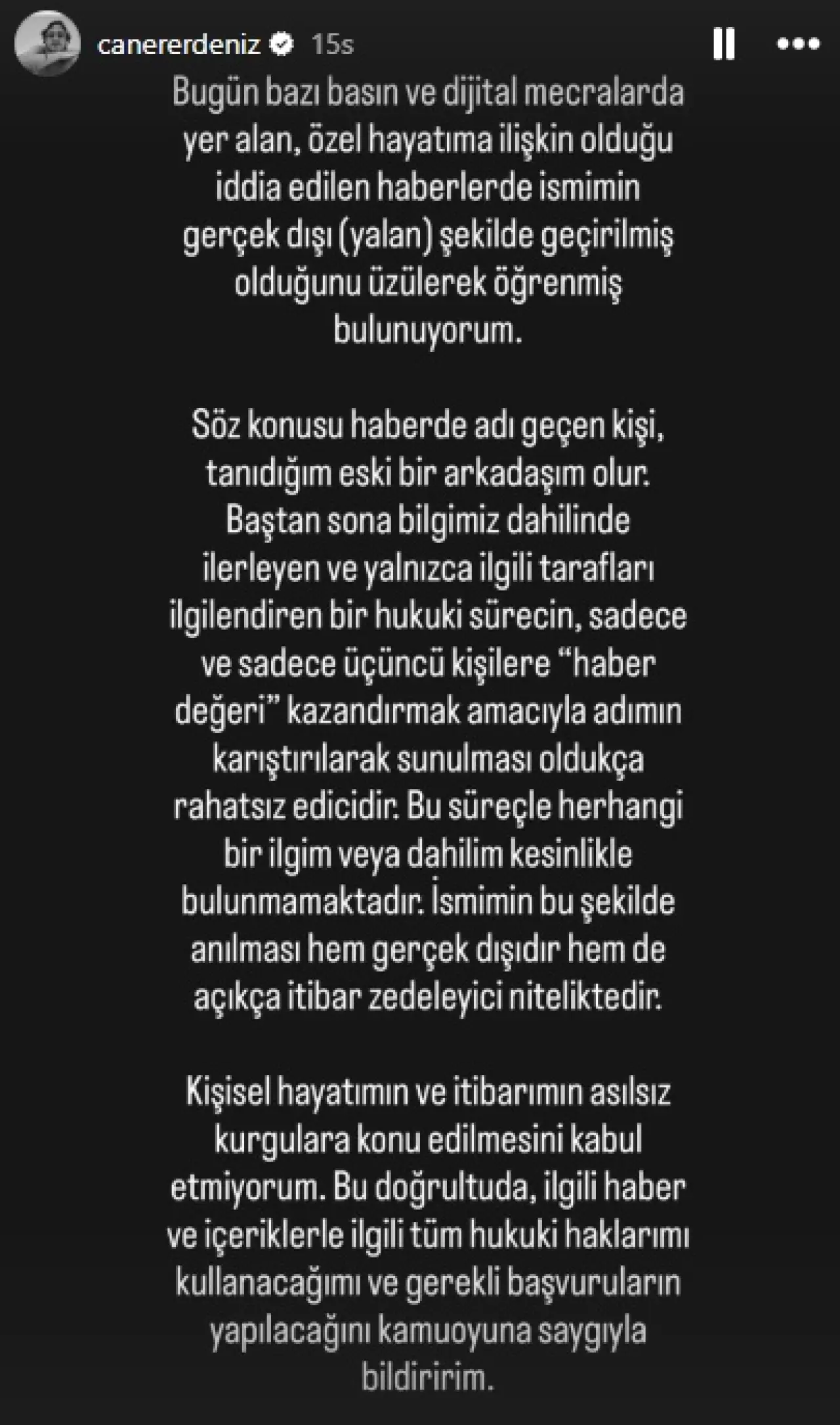 Caner Erdeniz açıklama