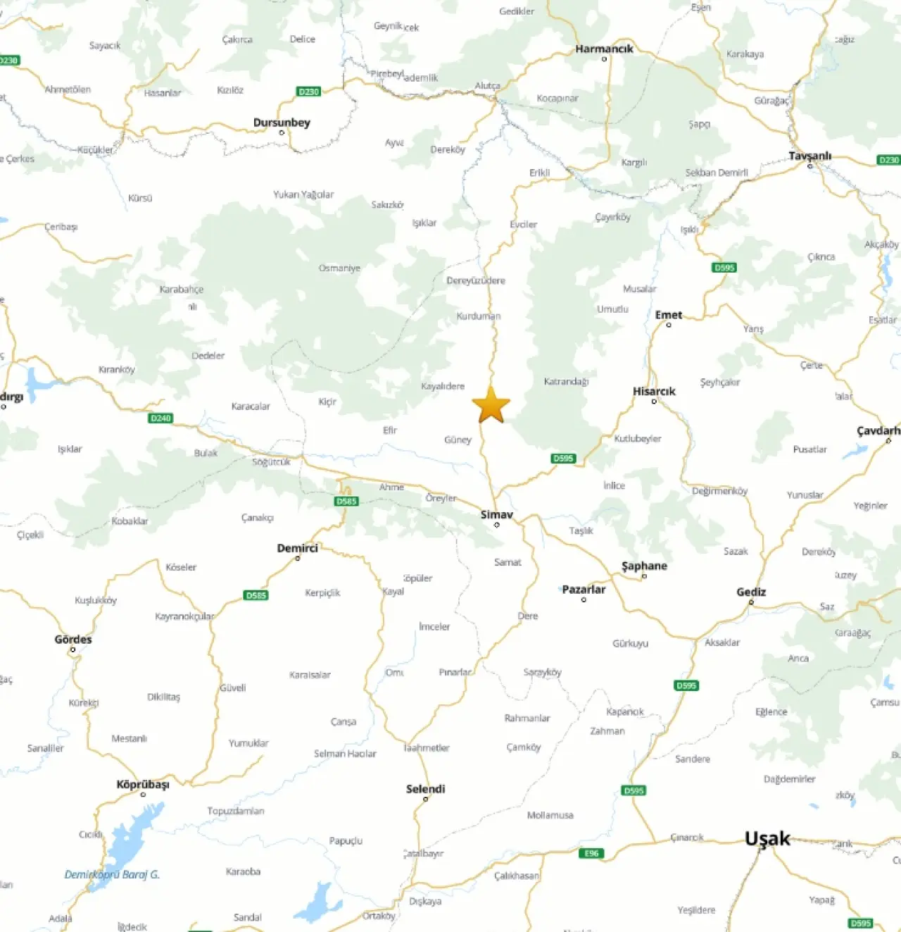 Kütahya’da 3.6 Büyüklüğünde Deprem