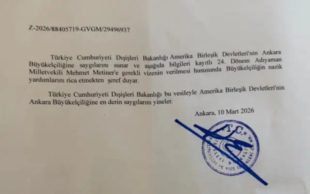 Dışişleri Bakanlığı Mehmet Metiner referans mektubu