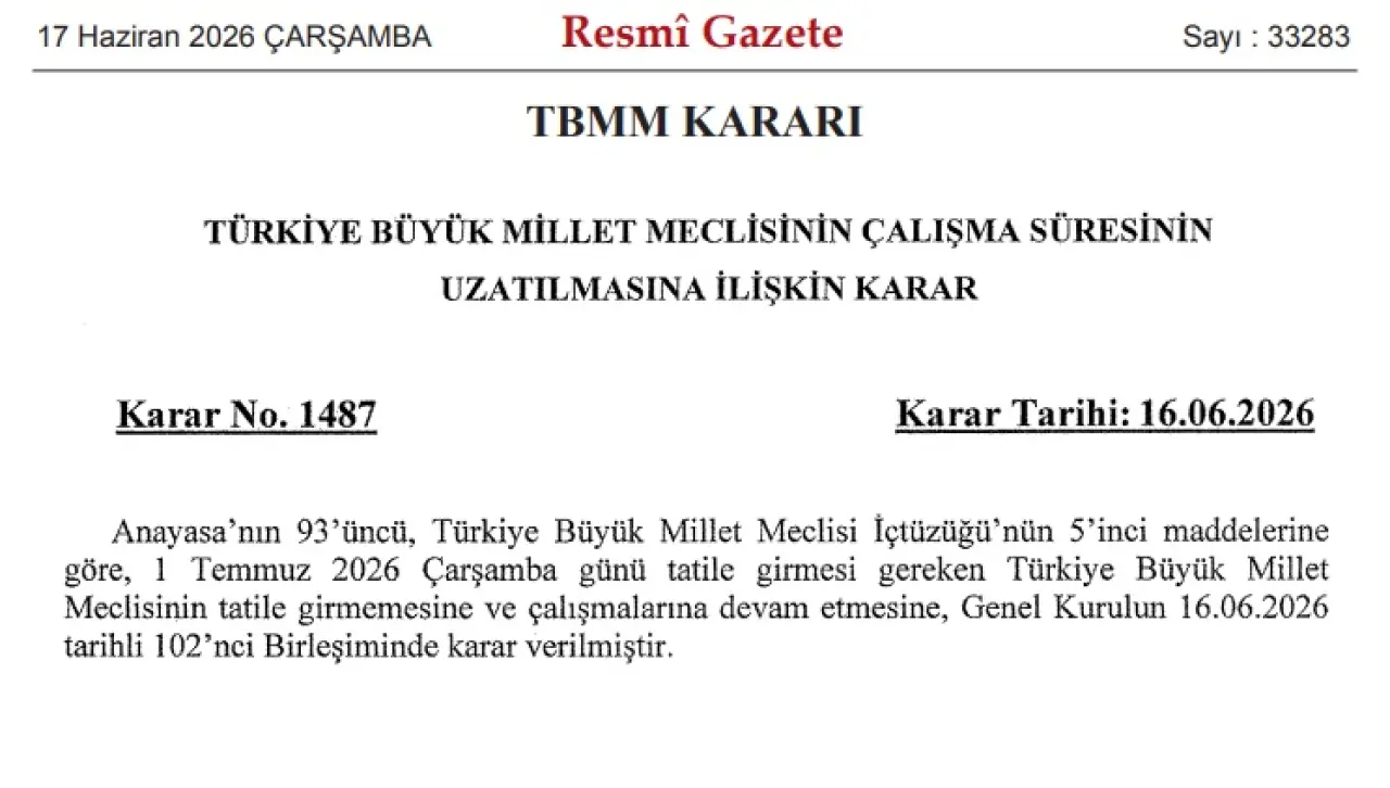 TBMM Çalışma Süresini Uzattı