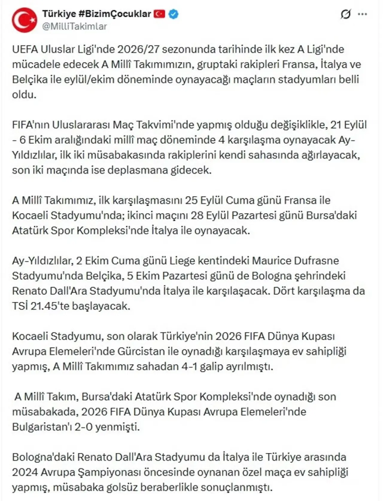 A Milli Futbol Takımı Uluslar Ligi Fikstürü Belli Oldu! İşte Rakiplerimiz