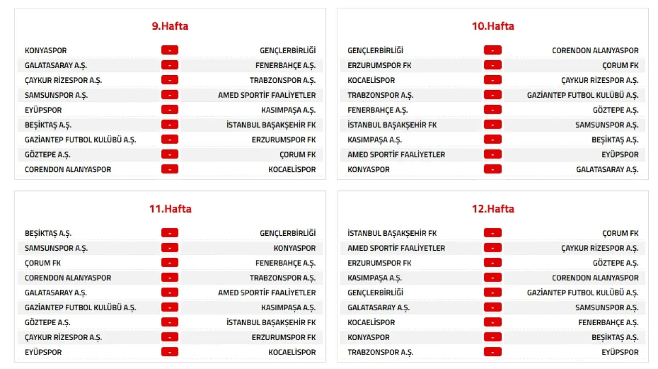 Trendyol Süper Lig 2026-2027 Sezonu Fikstür Listesi