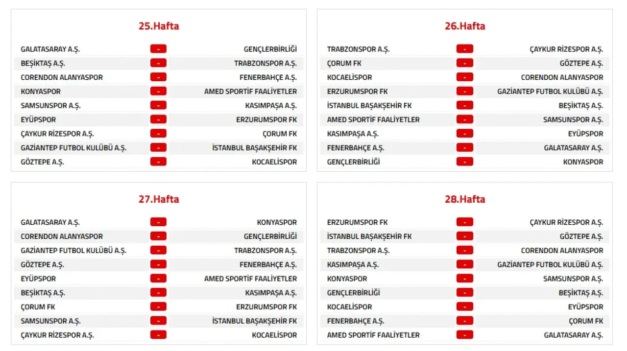 Trendyol Süper Lig 2026-2027 Sezonu Fikstür Listesi