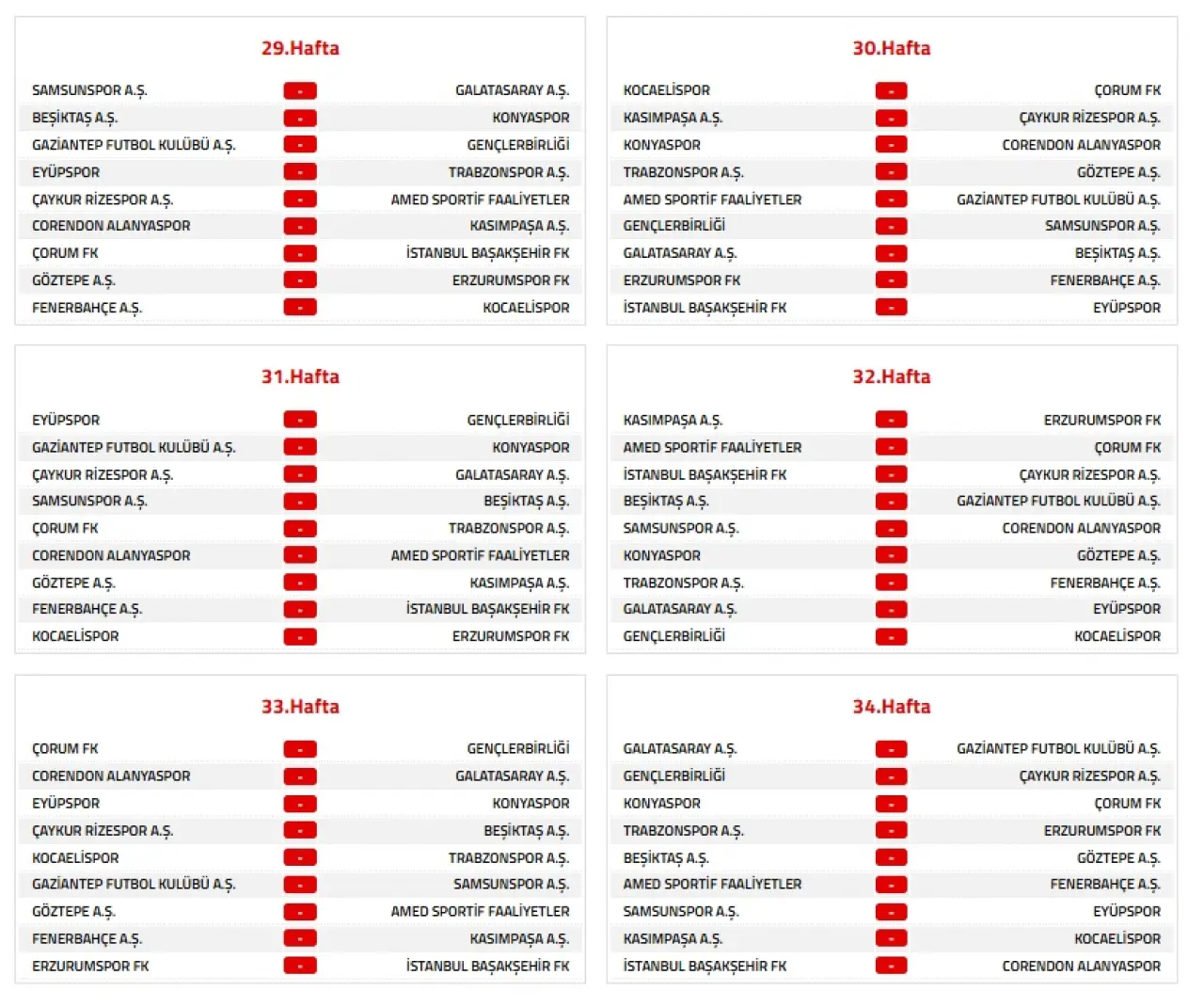 Trendyol Süper Lig 2026-2027 Sezonu Fikstür Listesi