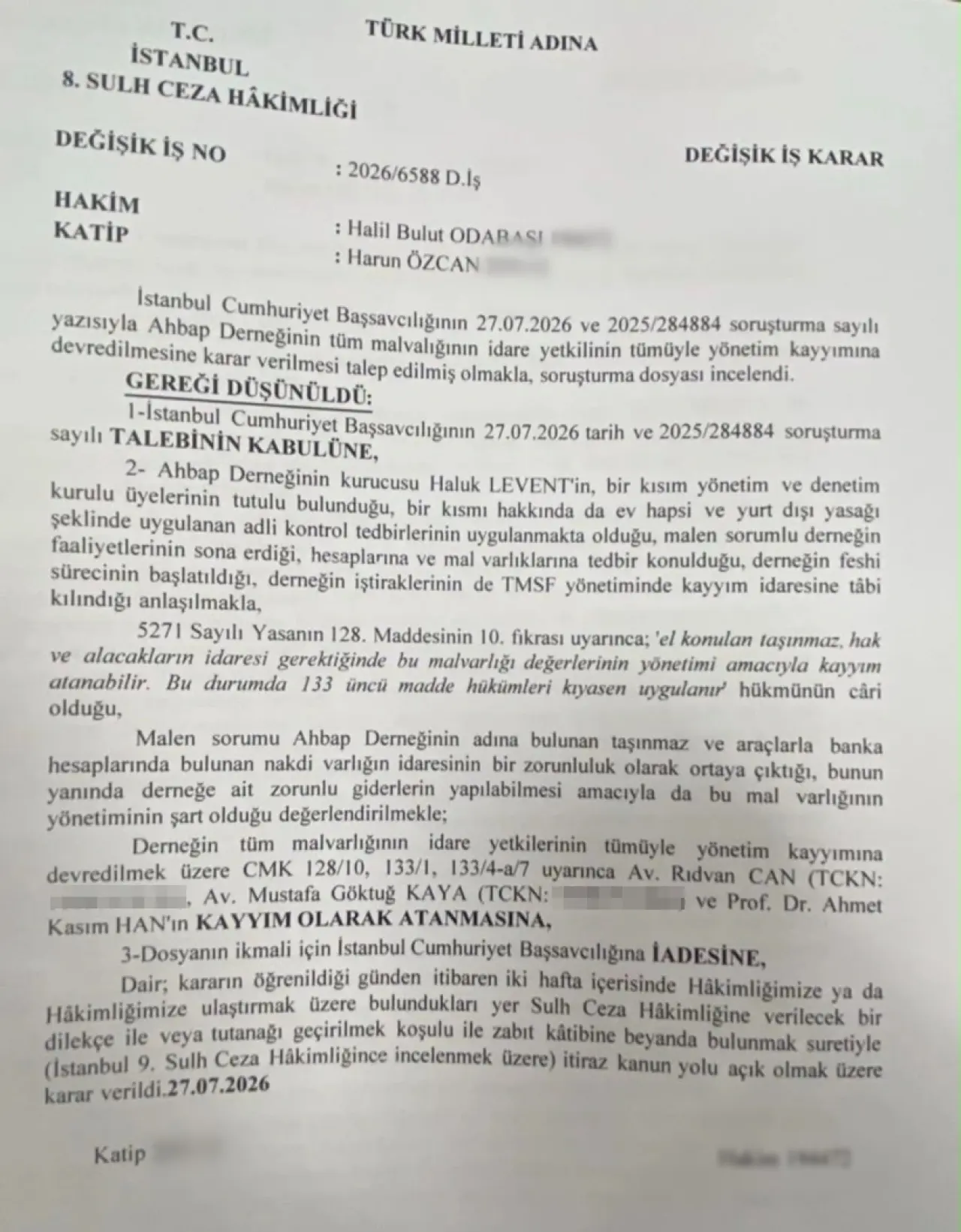 AHBAP Derneği'ne Kayyım Atandı