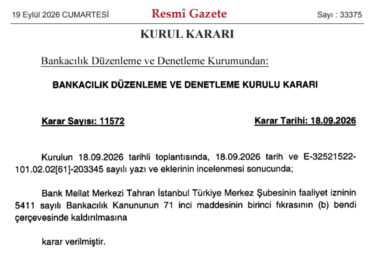 bank mellat türkiye kapatılma kararı